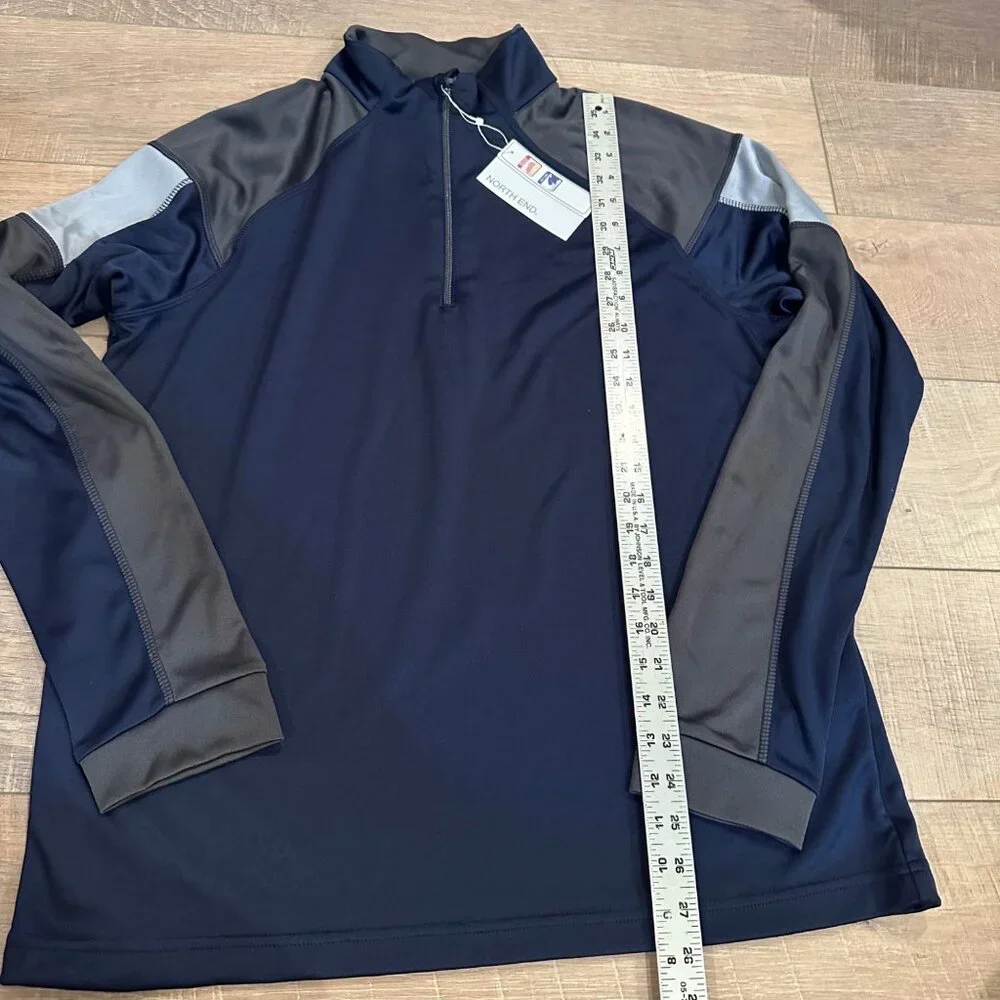 NORTH END MENS NAVY AND GRAY 3/4 ZIP PULLOVER NEW LARGE